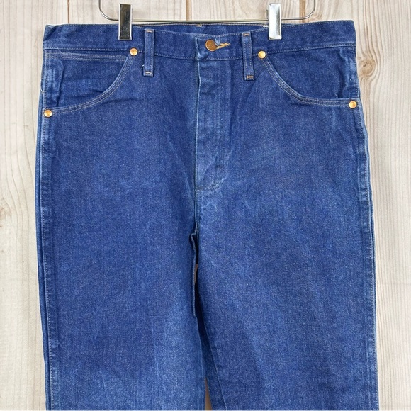 Wrangler Men's Jeans Cowboy Cut Slim Fit Rigid Indigo Denim Blue Size 34x33 - Picture 3 of 14